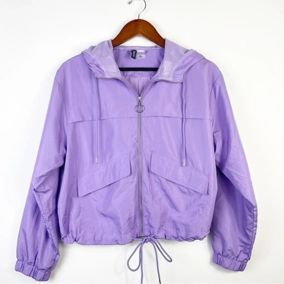 H&M DIVIDED Purple Hooded Zip Up Jacket Size Small - Picture 2 of 6